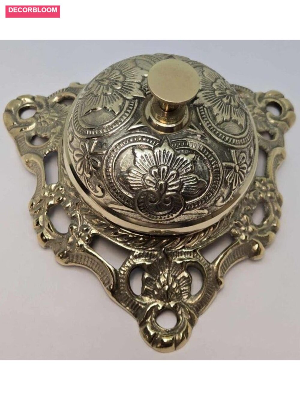 Brass Finish Floral Desk Bell Vintage Style Call Bell Decor